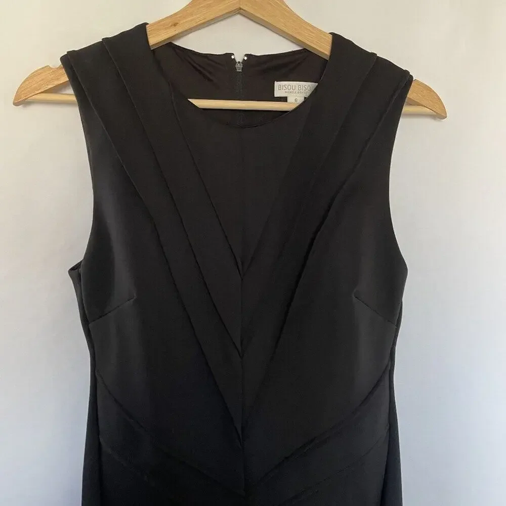 Bisou Bisou Michelle Bonbot black sleeveless midi dress formal size 6 classic